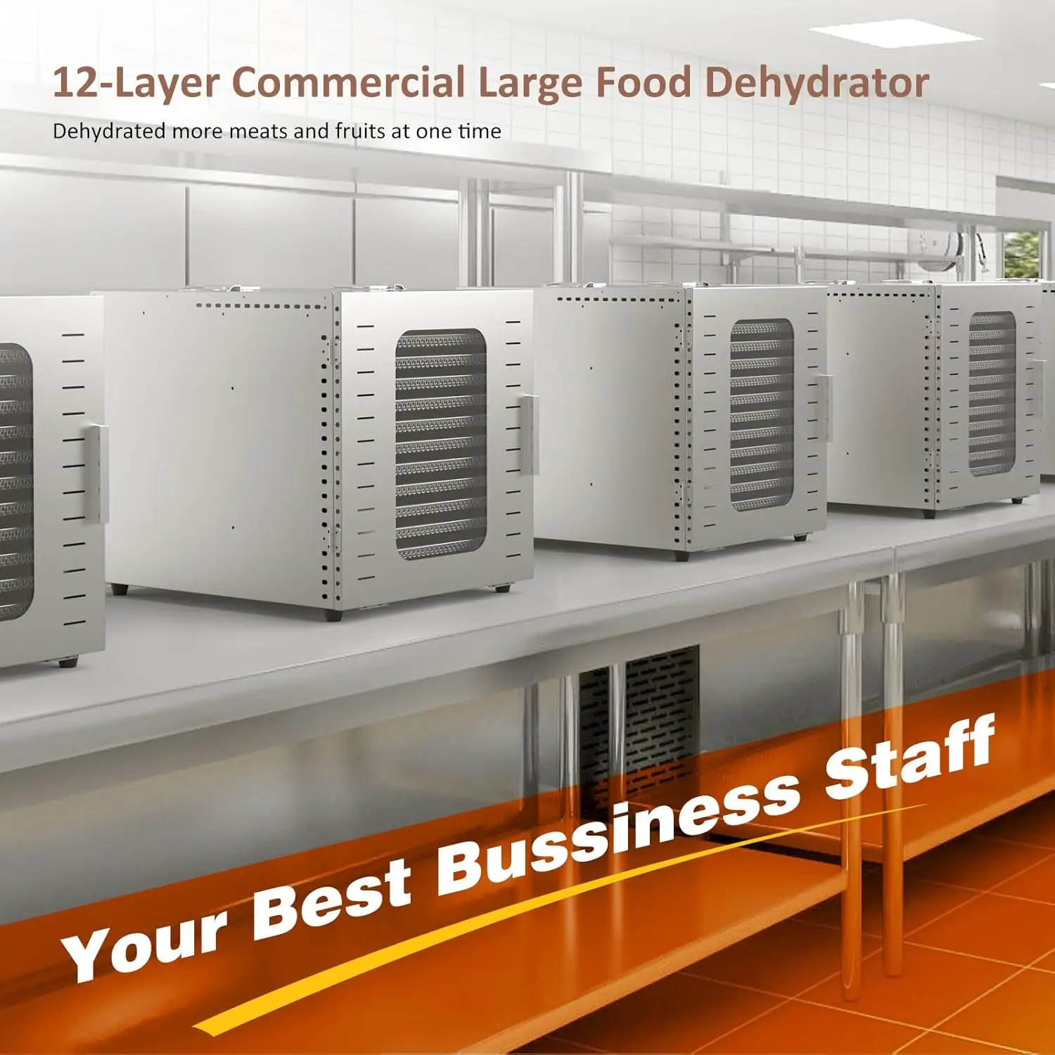 Large 12 Trays Food Dehydrator, Usable Area up to 22.67ft², 1200W Full Stainless Steel Dryer Machine, up to 190℉ Temperature, fo 3