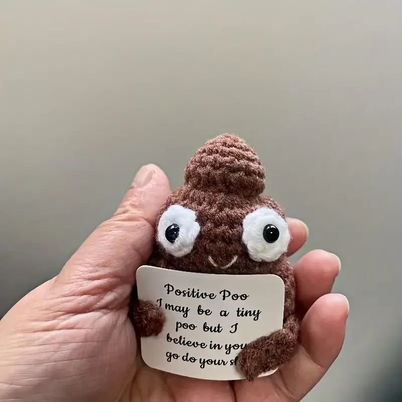 Creative Handmade Yarn Weaving With Positive Energy Funny And Cute Toy Poop Cards Gifts For Friends Christmas Gifts plush toy ornament crafts miniature figurines resin ornaments resin crafts plush knitting doll prank gift