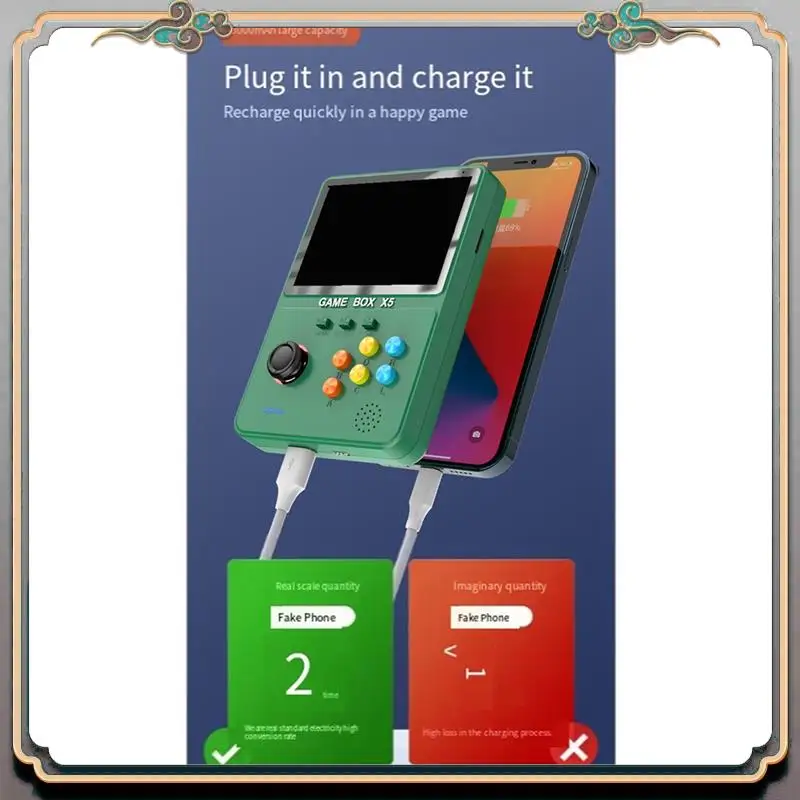 Portable X5 Handheld Game Player 4.0Inch 640 X 480 Pixelsvideo Game Console Gifts For Kids-Green Durable Easy Install