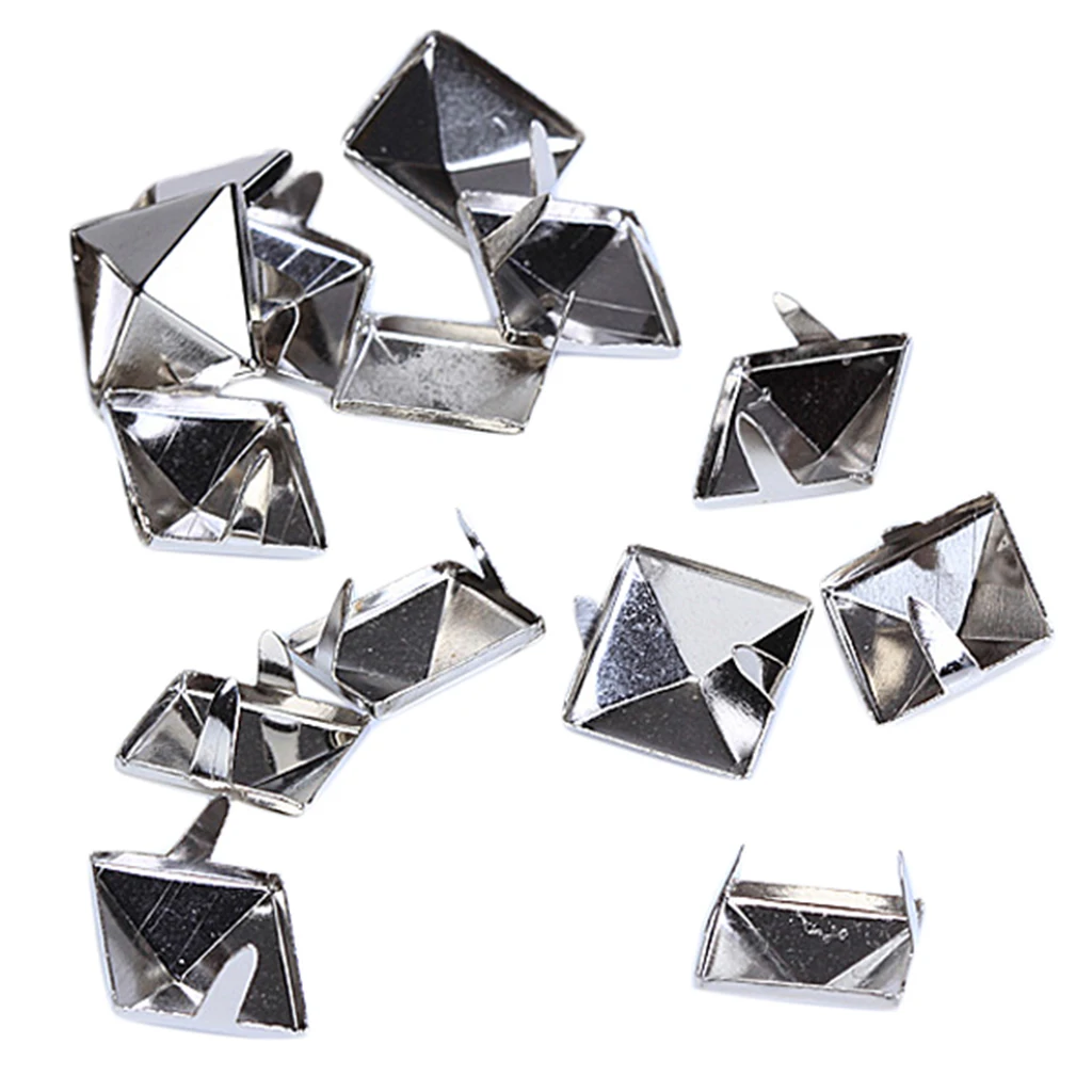 12mm Square Pyramid Studs Punk Rock Spike Studs Leathercraft silver 100pcs