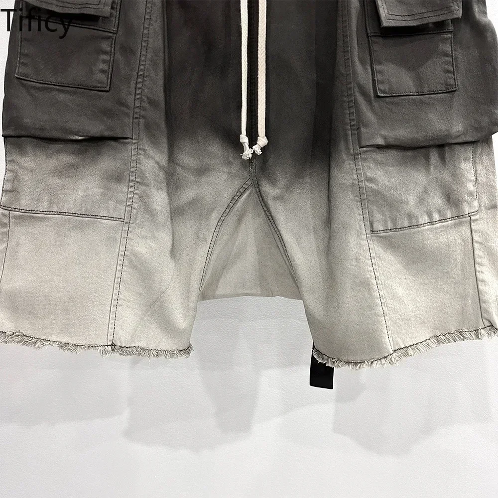 High street Wash Men's Dark Owens Style Workwear with Dual Ring Wash and Gradient Drop Off Haren Five Point Casual Shorts 6