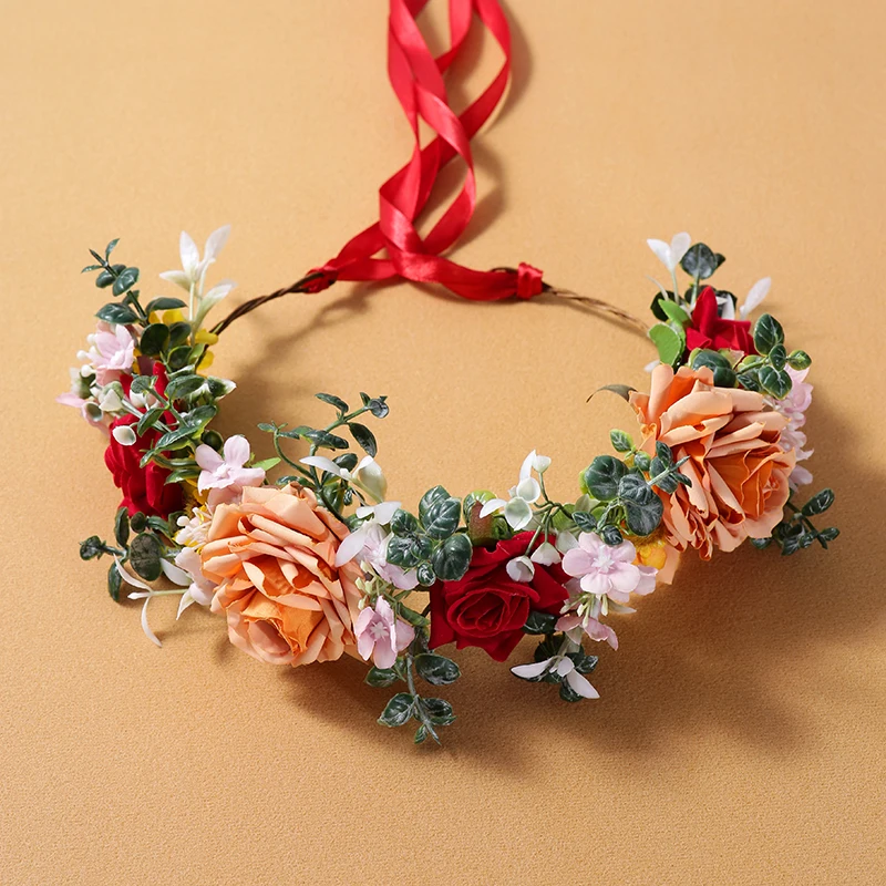 

Icazo Bridal Wedding Rose Blossom Decoration wreath Romantic Party Ball Headwear