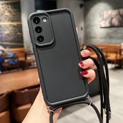 Crossbody Lanyard Silicone Phone Case - Soft TPU Back Cover for Xiaomi Mi 13 Pro 5G (Black)