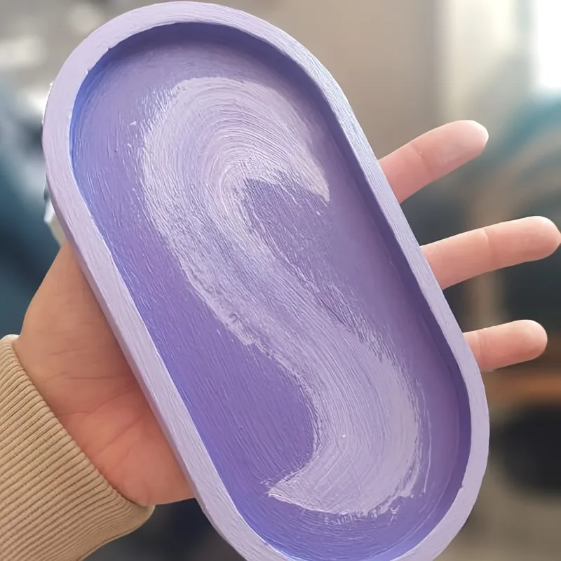 1pc Cement Silicone Molds Oval Tray | DIY Concrete Plaster Coaster Pottery Mould Home Decoration Handmade Crafts Ornement