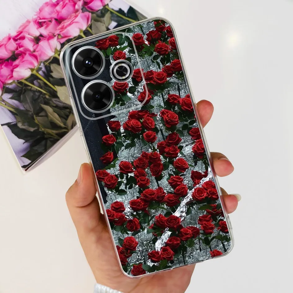 2024 Fashion Tulip Flower & Butterfly Soft Silicone Clear Phone Case