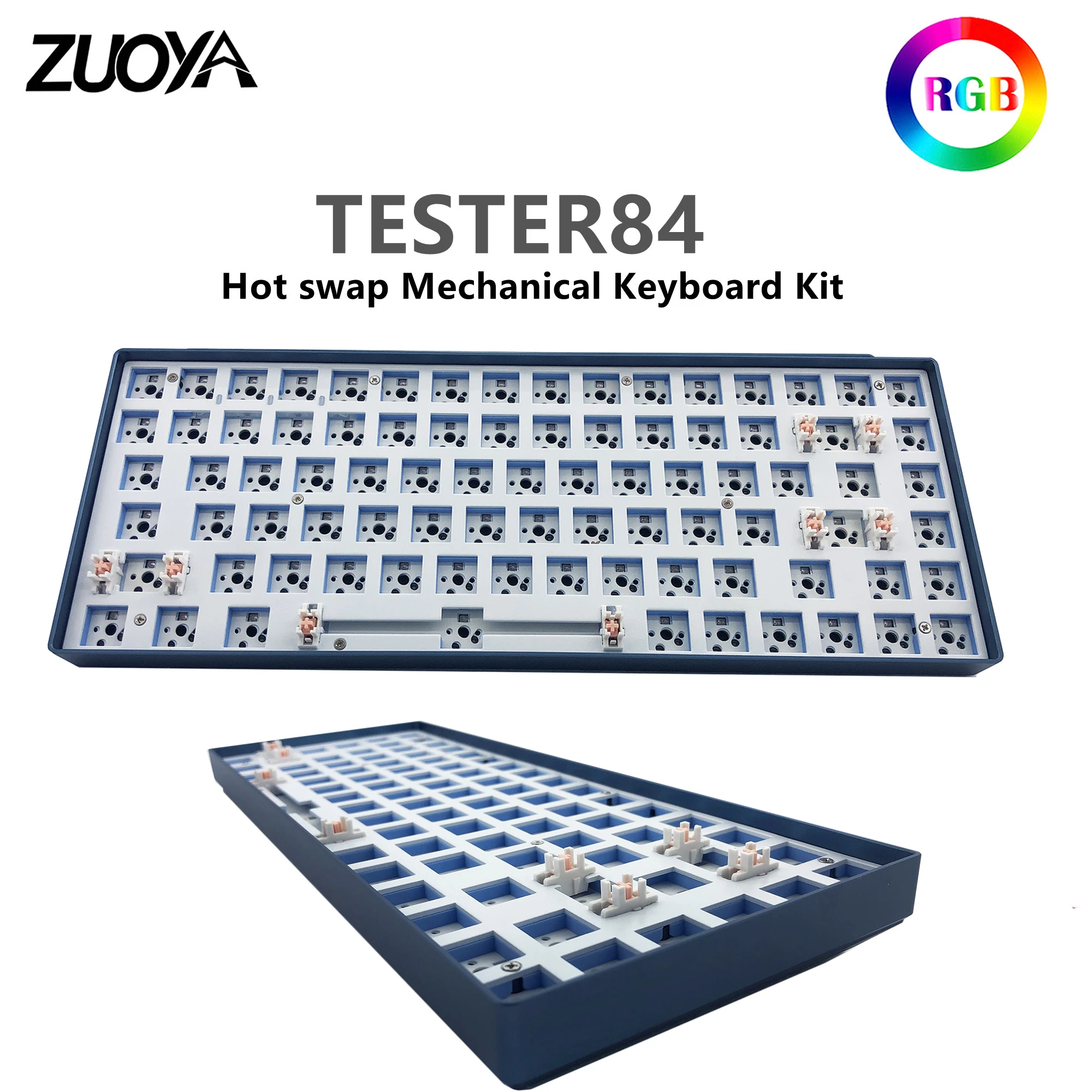 TES84 DIY Mechanical Keyboard Kit Hot Swap wired detachable cable RGB