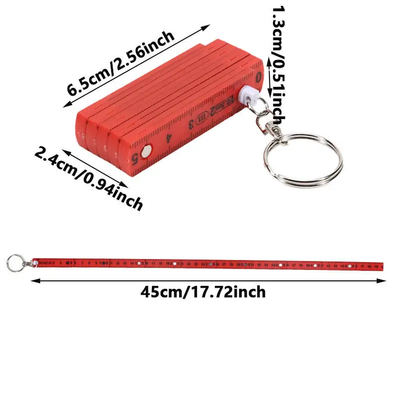 1pc 다기능 ABS 플라스틱 접이식 자, 45cm/17.72in, 10단 접이식, 키체인 포함, 컴팩트하고 휴대 가능, 접이식 자 그리기 도구