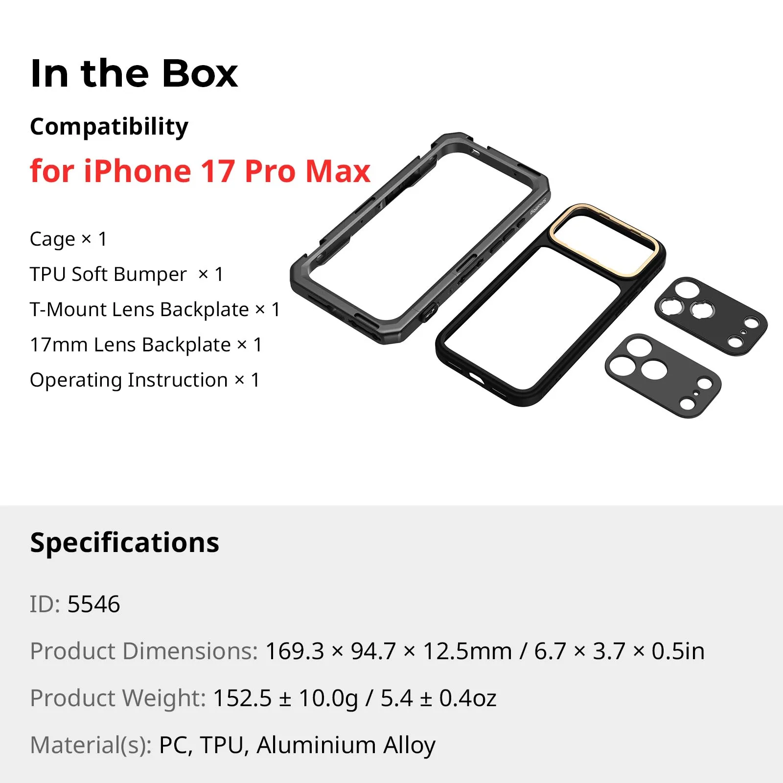SmallRig 17 Pro/Pro Max用スマホケージ、iPhone 17 Pro/Pro Max対応
