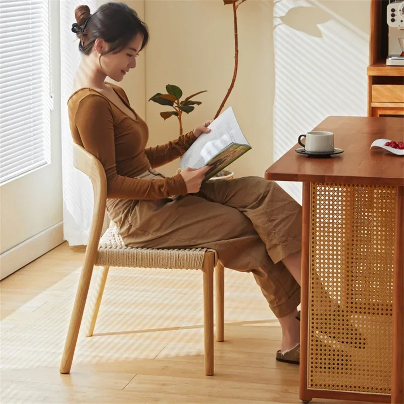 Nordic Restaurant Rope Dining Table Chairs Home Living Room Dining Chair Designer Home Furniture Creative Backrest Desk Chairs