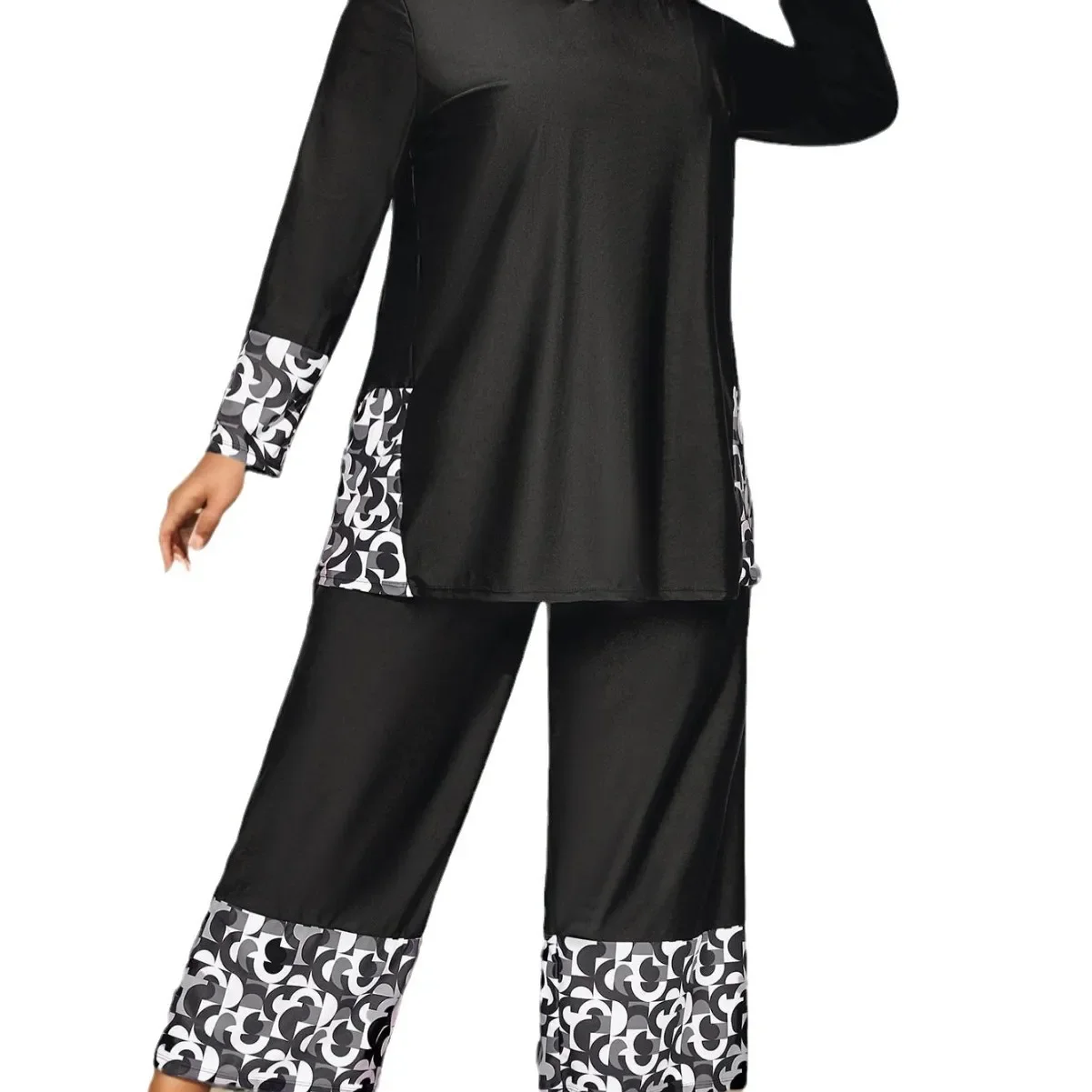 Women Muslim Swimwear Maple Leaf Printing Lslamic Clothes Hijab Long Sleeves Sport Swimsuit Burkinis Bathing Suit Abaya, women swimwear, muslim swimwear