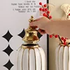 Ceramic Checkmate Jar Flower Vase Geometric Gold Edge Ginger Jar Storage Tank China Pot Porcelain Home Decoration Accessories 3