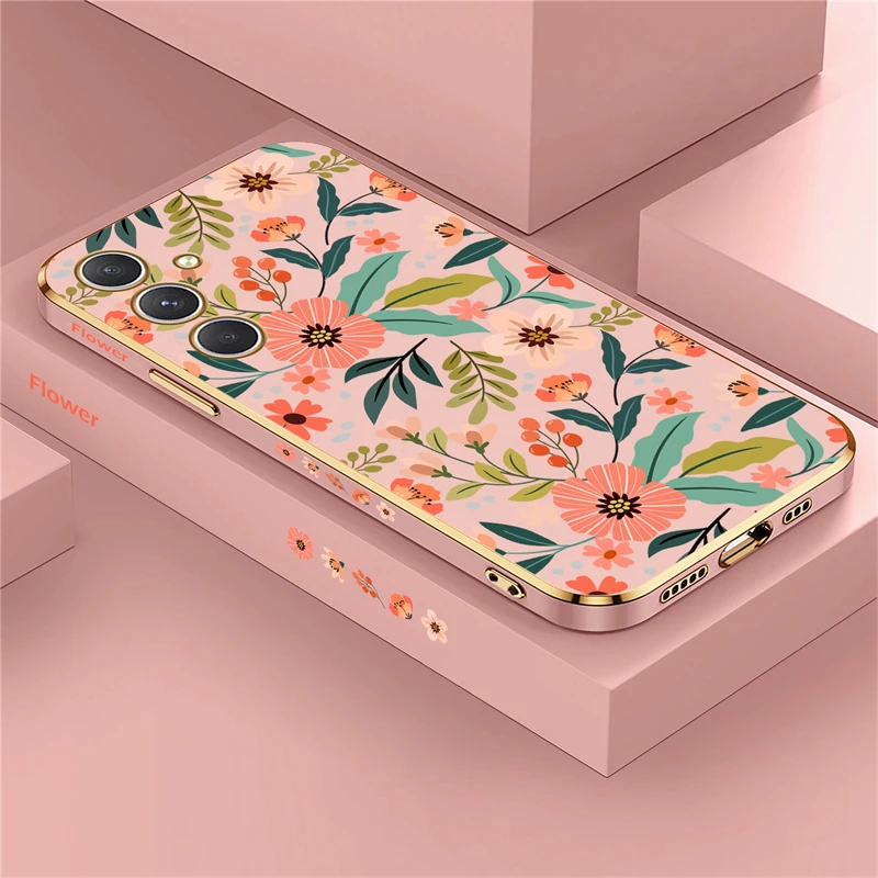 Elegant Plating Flower Shockproof Silicone Phone Case