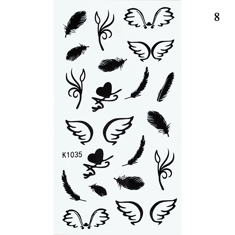 Tatuaje temporal pequeño impermeable para mujer, pegatina de línea Simple, flor, Flash solar, hoja, dedo, muñeca, tatuaje falso para arte corporal