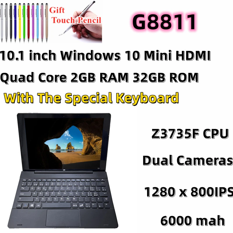 ipad latest model 10.1 Inch Windows 10 G8811 Tablet PC 2GB RAM 32GB ROM With Keyboard WiFi Bluetooth-compatible Z3735F Quad Core 1280x800IPS most popular samsung tablet