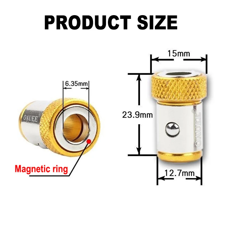 1/4'' 6.35mm Screwdriver Magnetic Ring S2 Alloy Steel Removable Magnet Driver Hex Electric Screwdriver Bit Strong Magnetizer