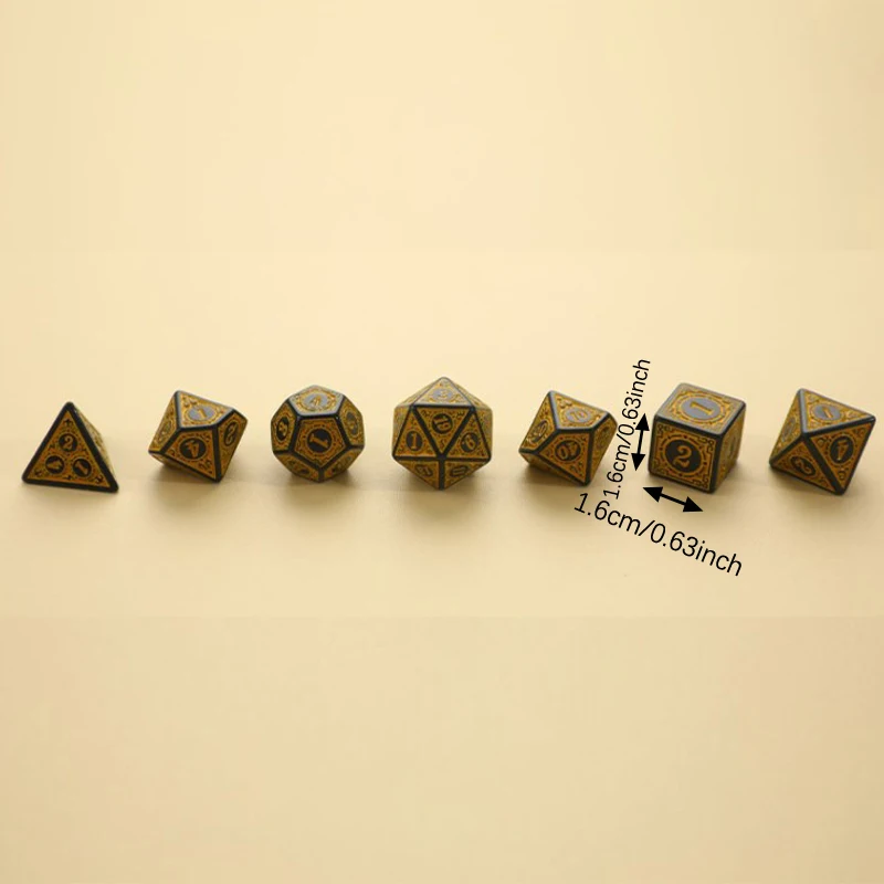 DND RPG 테이블 게임용 다각형 주사위 세트, 조각 패턴 주사위 세트, 색상 번호