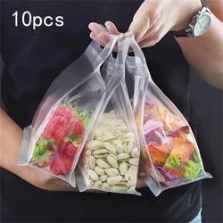 Set of 10 Eco - Friendly Leakproof Food Storage Bags for Kitchen Organization - Ideal for Snacks, Fruits, Vegetables, and Grains (Transparent color)