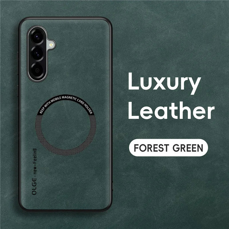 Magnetic Leather Shockproof Phone Case with MagSafe Compatibility