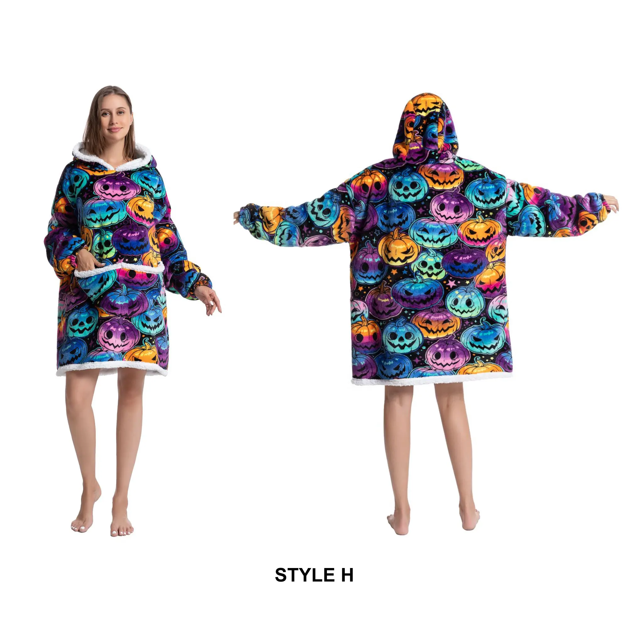 Cozy Sherpa Fleece Oversized Wearable Blanket Hoodie – Warm and Plush Hooded Sweatshirt