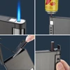 Metal Cigarette Case Lighter Large Capacity Cigarette Case with Inflatable Lighter Can Hold 20 Packs Cigarette Case Men's Gift 4