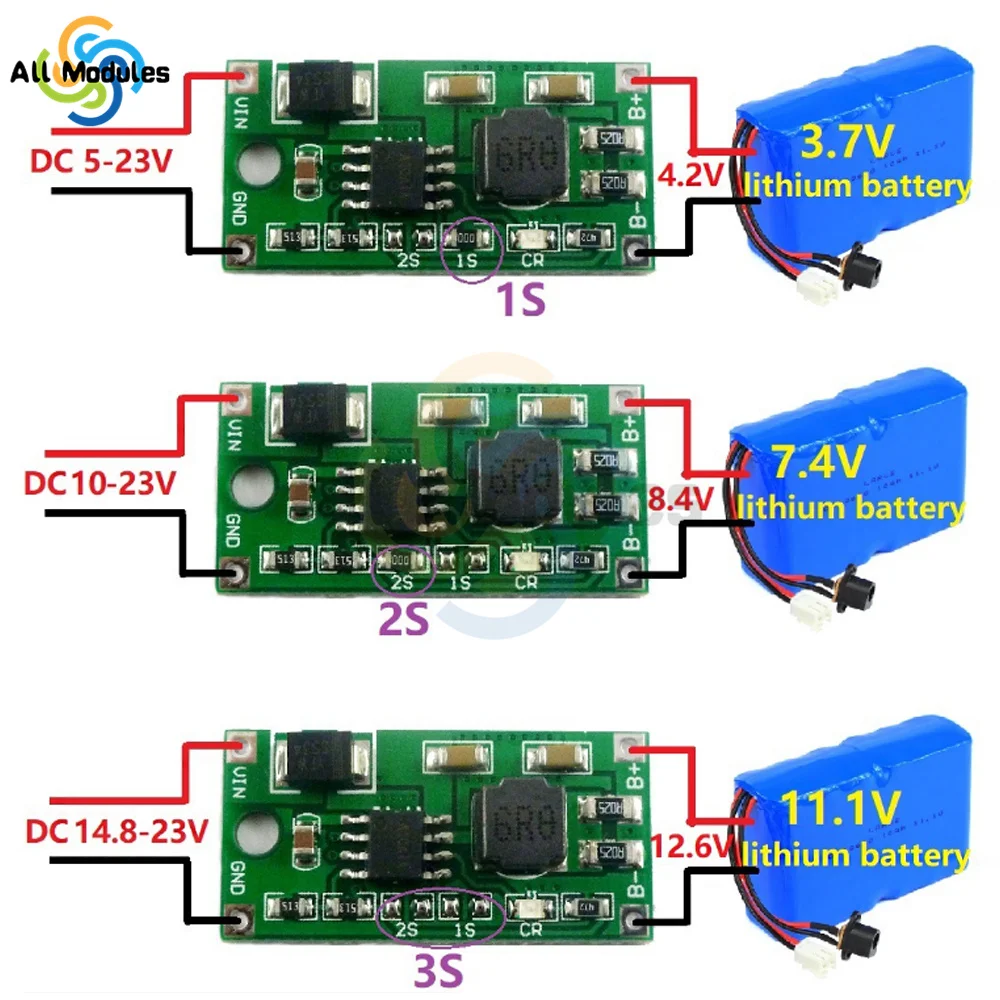 DC 5-23V 1S 2S 3S Multi-Cell Version 18650 Lithium Battery Chargering Board for Li ion Cell Solar Portable Device Charger Module