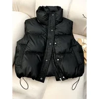 Women's down Cotton Vest Jacket Outerwear Sleeveless Pure Color Autumn Winter plus Size Trendy Fashion Small Figure Coat