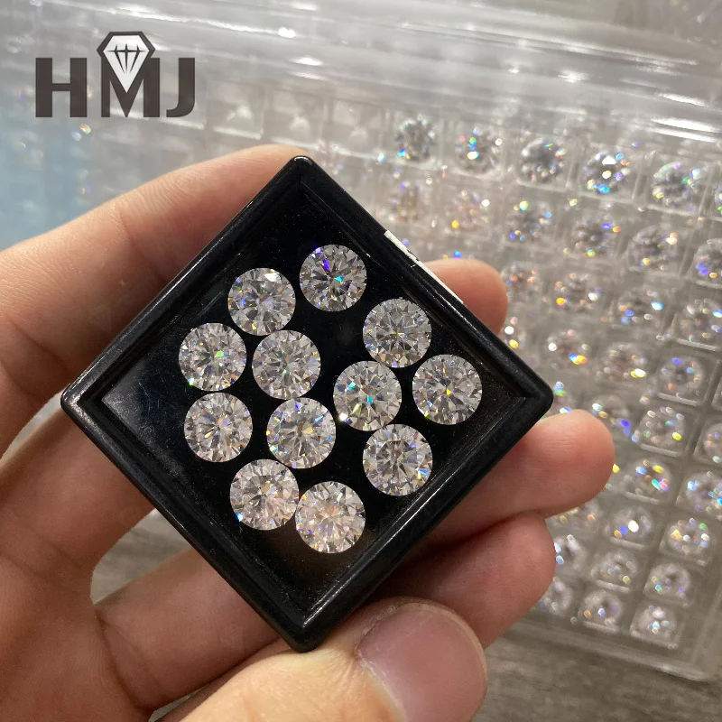 루즈 모이사나이트 스톤 3mm15mm 라운드형 블랙 D 컬러 GRA 인증서 포함 보석 제작 재료 도매 비즈