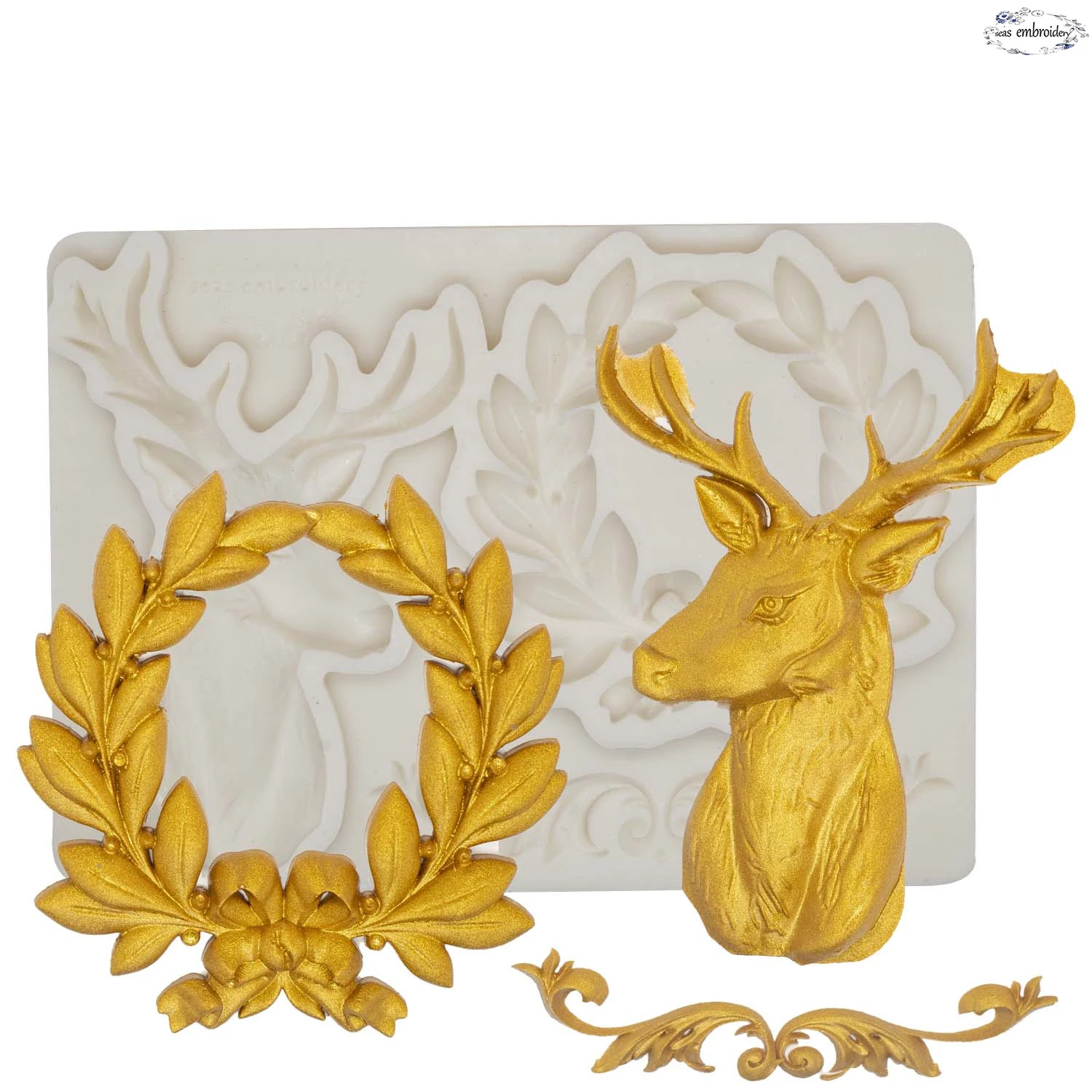

Silicone Cake Mold Flower Foliage Christmas Deer and Photo Frame Sugarcraft Resin Tools Fondant Lace Decorating Tools Baking
