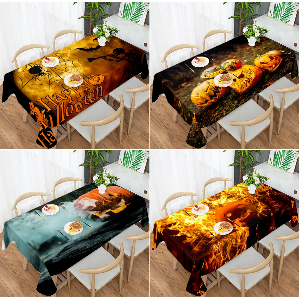 

Halloween series waterproof stain proof tablecloth wedding decoration party decoration pumpkin spider web printed tablecloth