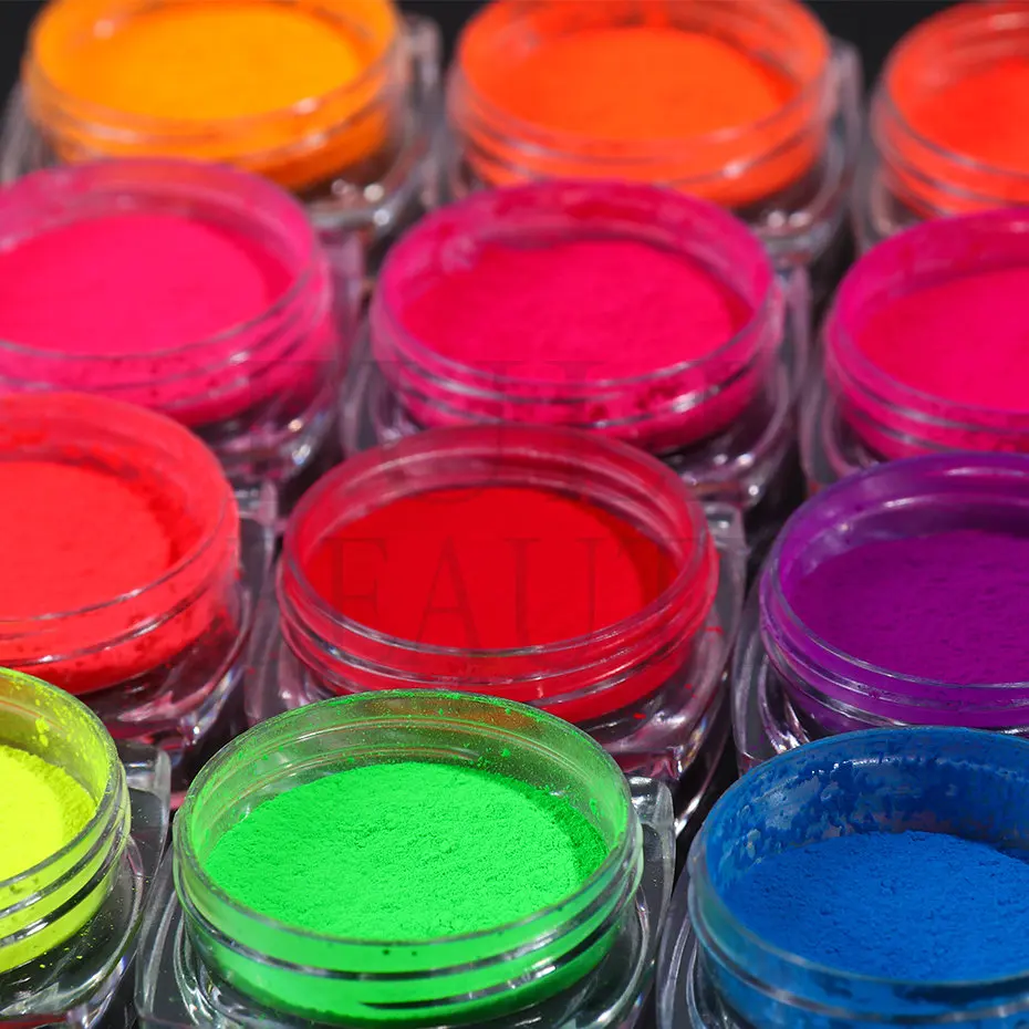 1Box Neon Powder Nails Art Bright Rainbow Fluorescent Dip Pigment Reflective Pink Yellow Summer Colorful Manicure Dust
