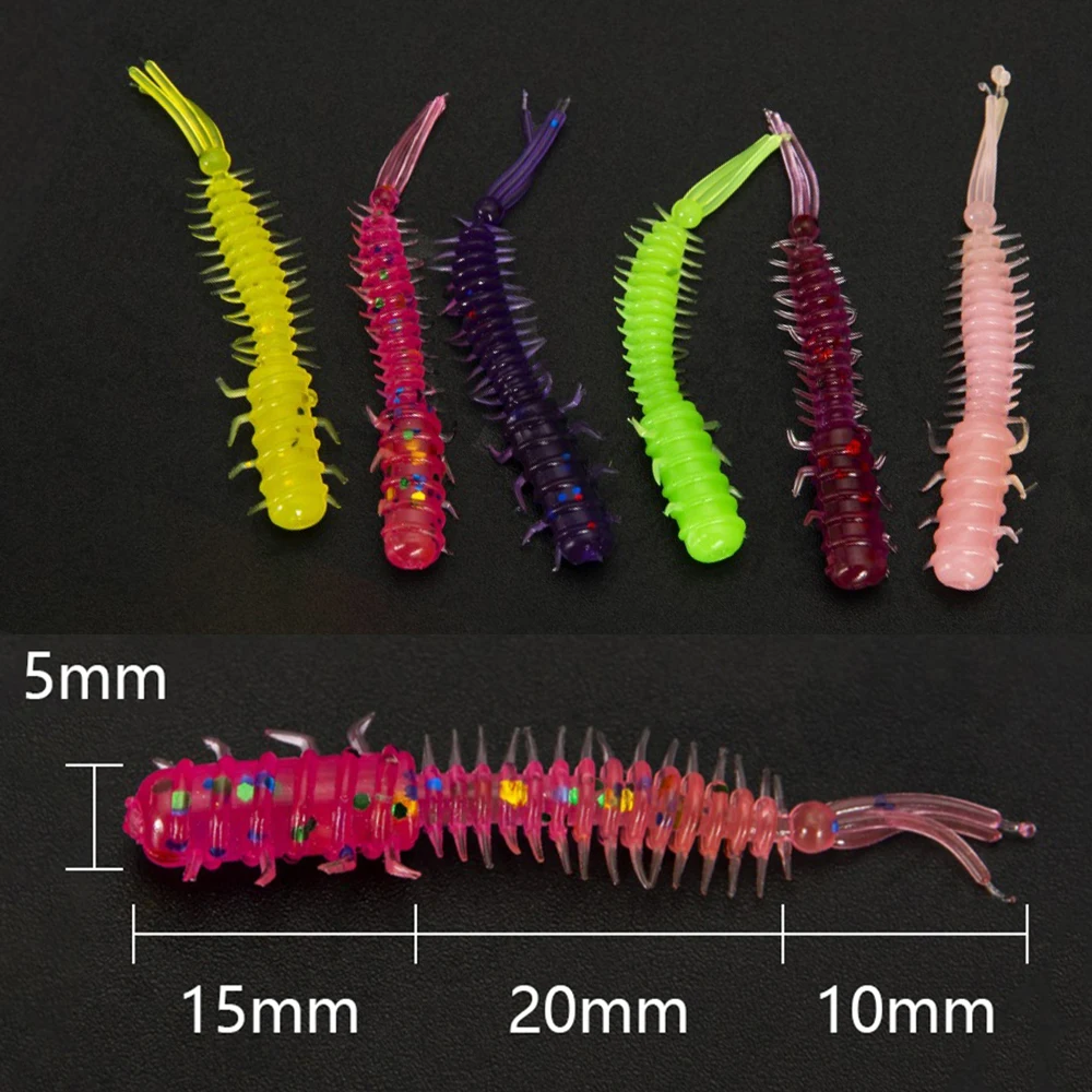 

20Pcs Larva Soft Lures 45mm Artificial Lures Fishing Worm Silicone Bass Pike Minnow Swimbait Jigging Plastic Baits 0.4g