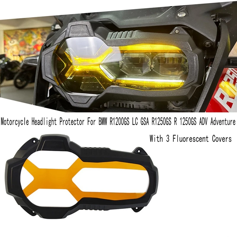 

Headlight Protector With 3 Fluorescent Covers For BMW R1200GS LC GSA R1250GS R 1250GS ADV Adventure