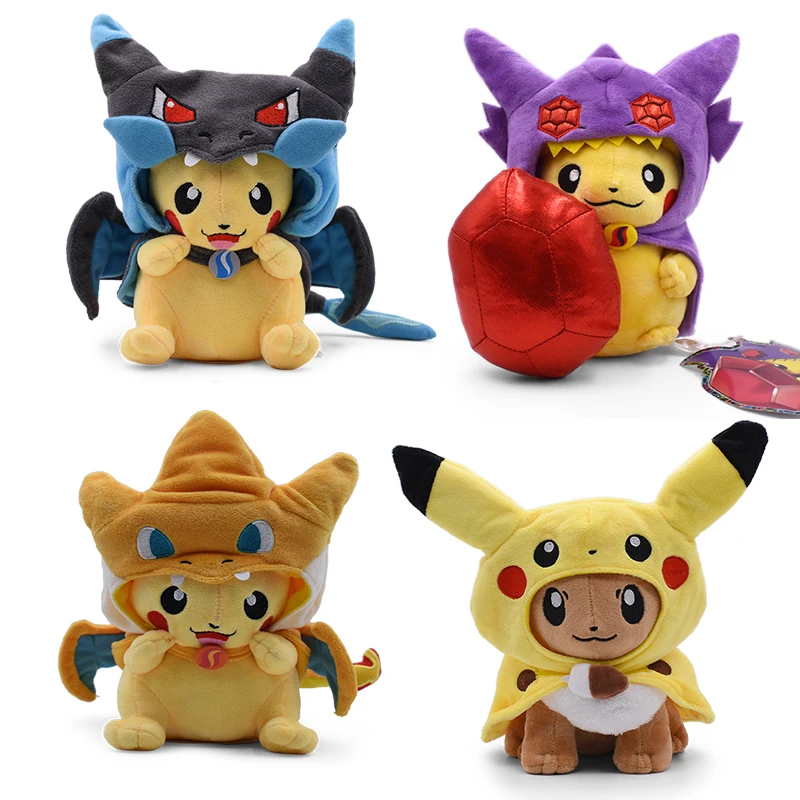 24 styles Pokemon Cosplay Plush Toys Pikachu Cos Eevee Charizard Lucario Peluche Stuffed Dolls Tyranitar Sableye birthday Gifts