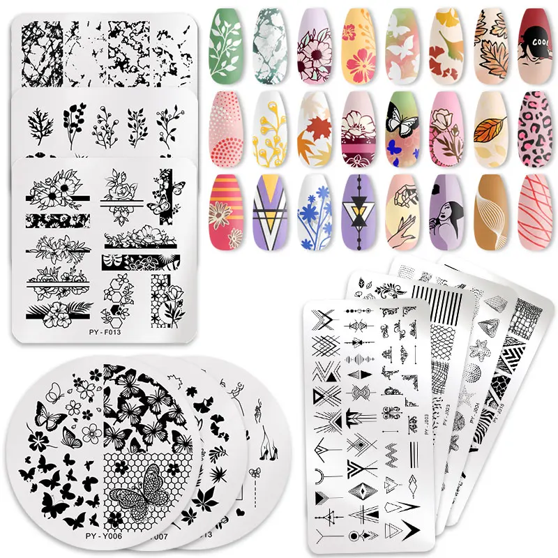 

HEALLOR Nail Stamping Plates Lace Flower Leaf Butterfly Stamp Templates DIY Nail Designs DIY Nail Art Plate Printing Tools