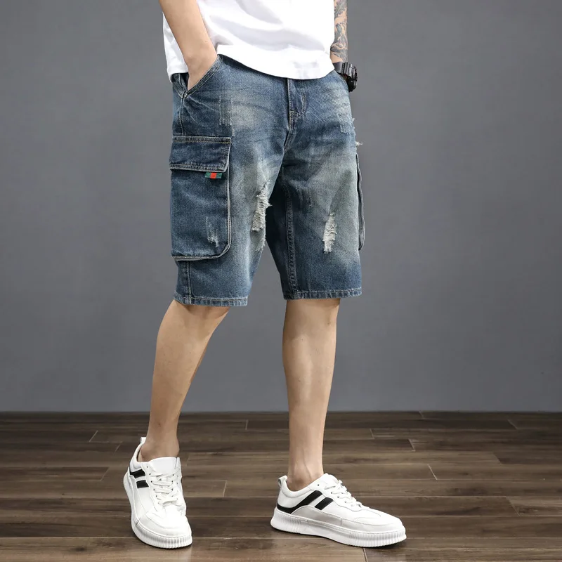 Summer Streetwear Cargo Denim Shorts 