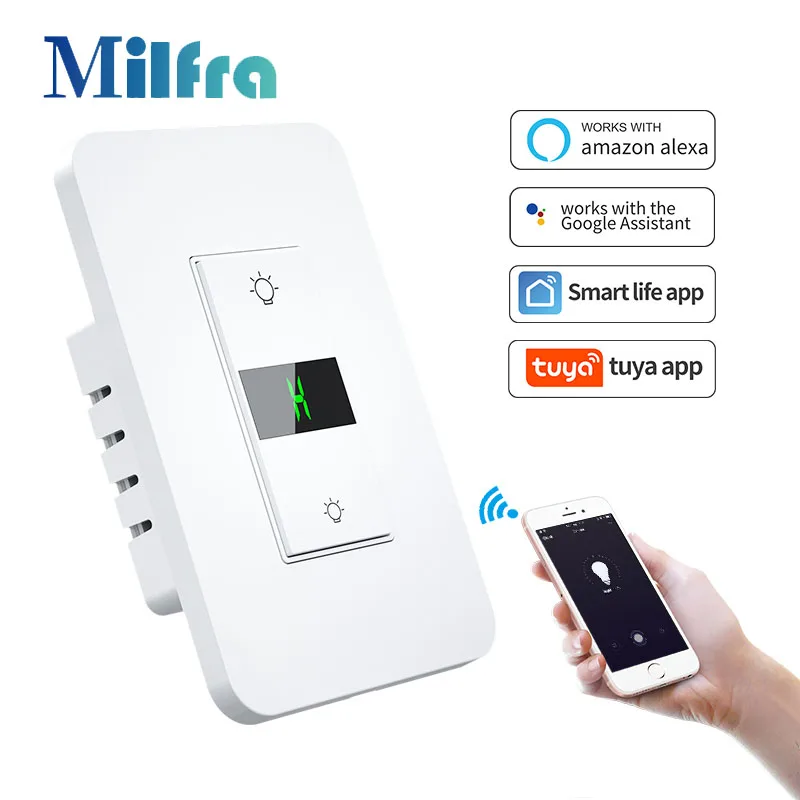 Tuya Smart Dimmer Switch Display Digital Luz Doméstica Controlo por Voz Compatível com Siri Alexa Google Home Way Novo 2024