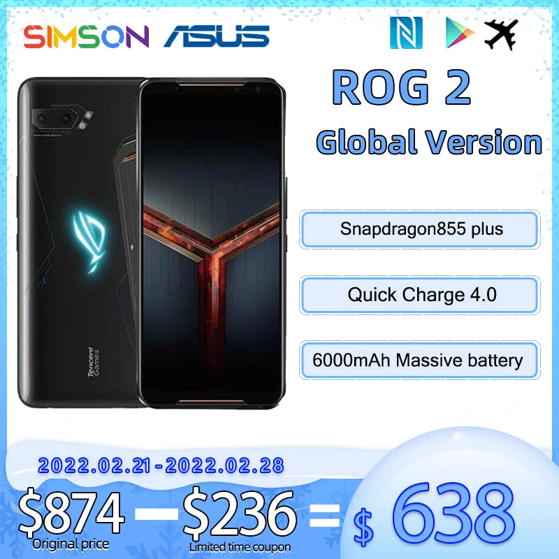 Смартфон ASUS ROG 2 + 128 ГБ 8 855 Snapdragon 6000 Plus ма ч NFC Android |
