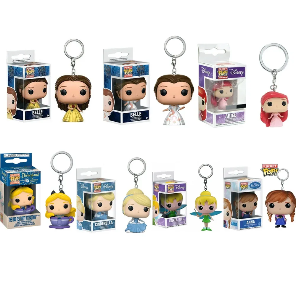 Llavero Funko Pop Disney Anna Campanilla Cenicienta Ariel Alice Pop Pocket Disney Llaveros Vinilo Figura de acción Juguetes Muñecas