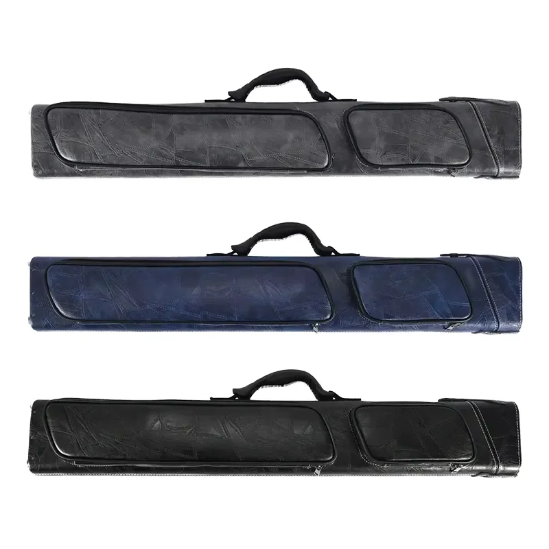 Durable Advanced Leather 1/2 Pool Cue Bag Snooker & Billiard Cue Stick Storage 3B4S Nine-ball Portable Pool Case