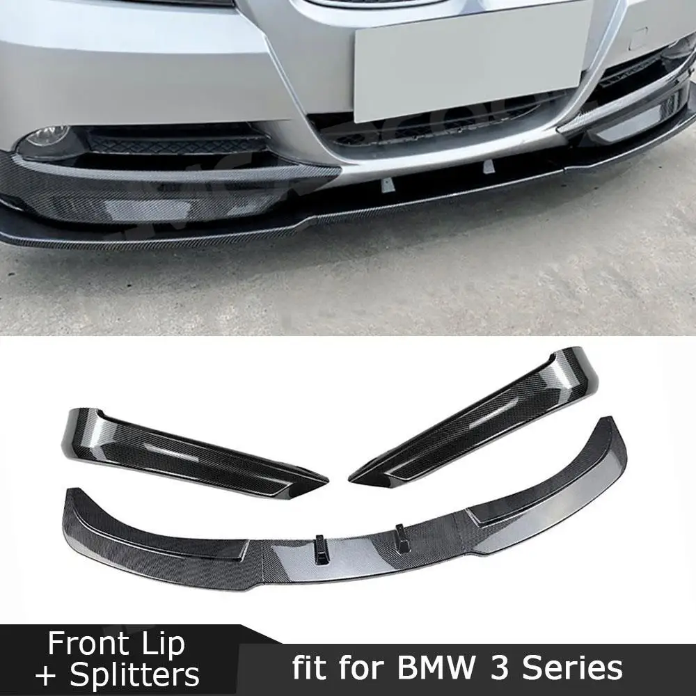 

ABS Carbon Look Front Bumper Lip Spoiler Side Flap Aprons Guard For BMW 3 Series E90 320i 325i Standard 2005-2008 Accessories