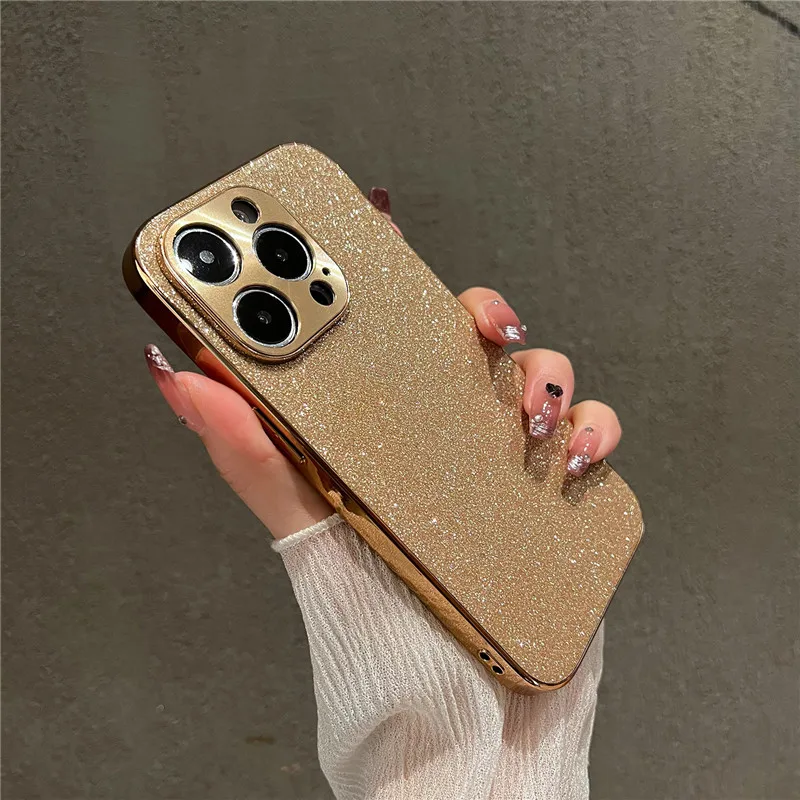Luxurious Gold Plated Glitter Camera Protection Case with Shockproof Bumper