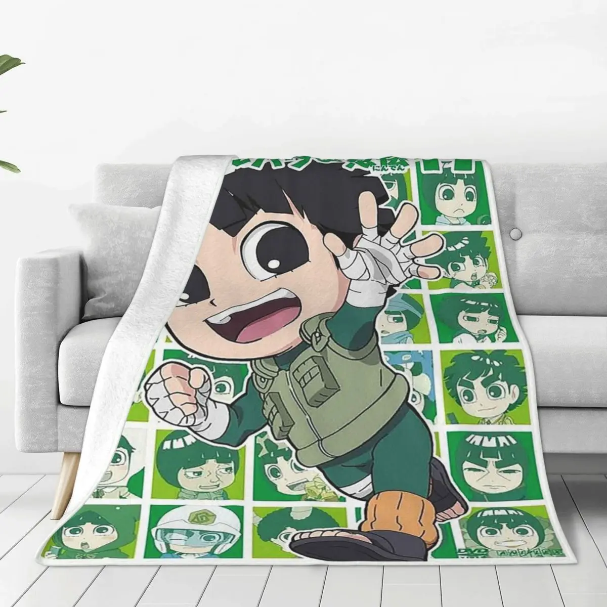 

Rock Lee Funny Cartoon Blankets Flannel Summer Anime Plaid Portable Super Warm Throw Blankets for Home Travel Bedding Throws