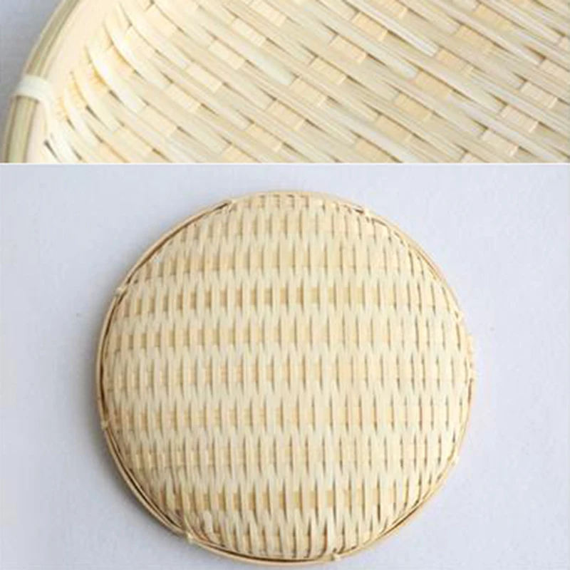 Bamboo Weaving Straw Baskets Tier Rack Wicker Fruit Bread Food Storage Kitchen Decorate Round Plate Stand Container 4