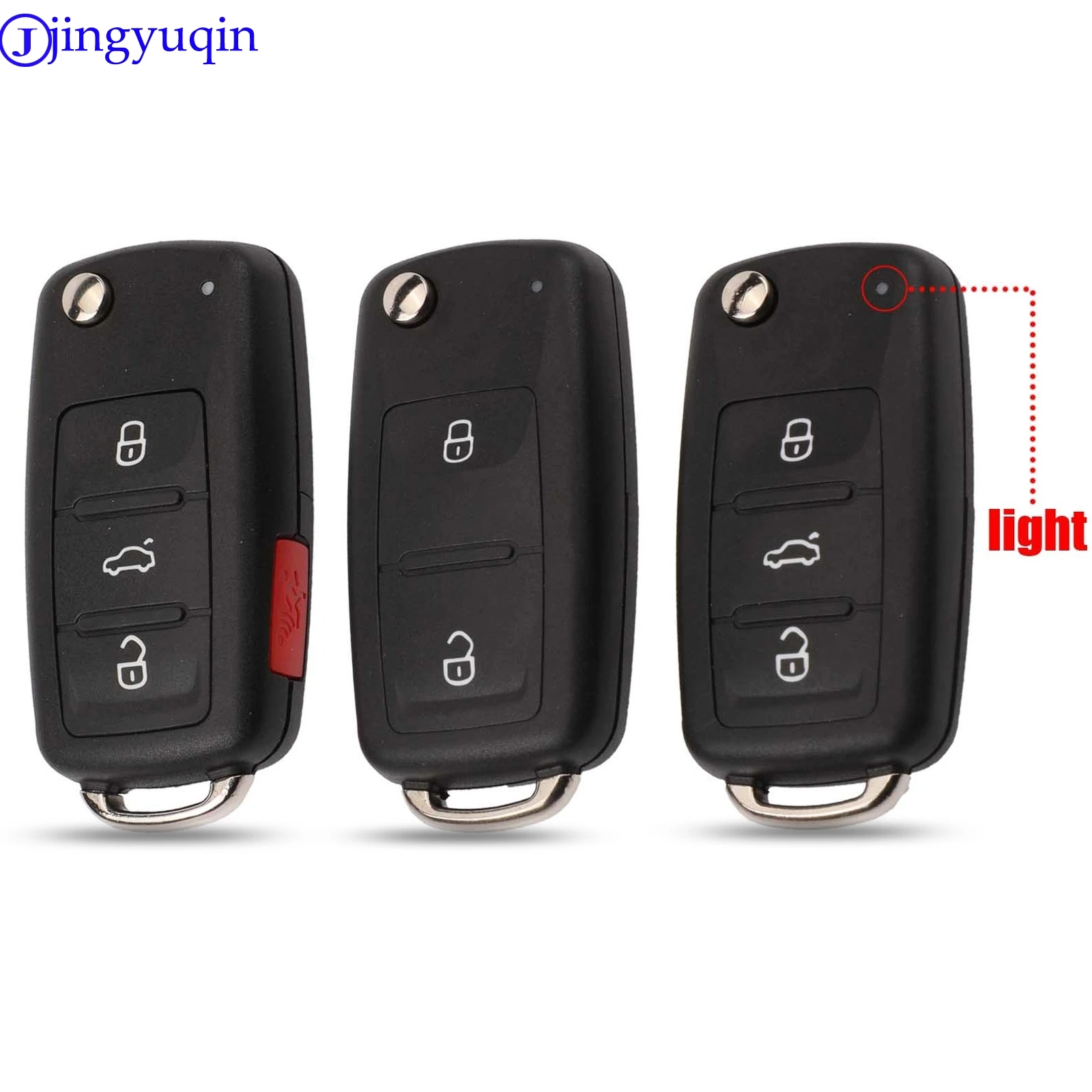 Jingyuqin Flip Fob รีโมทกุญแจรถสําหรับ VW/VOLKSWAGEN แคดดี้ Eos Golf Jetta Beetle Polo Up Tiguan (5K 0837202 โฆษณา )