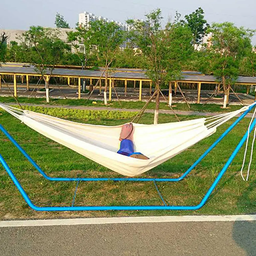 

1 Set Hanging Hammock Comfortable Strong Load Bearing with Tie Rope Storage Bag Rest Canvas Single Double Person Outdoor Hammock