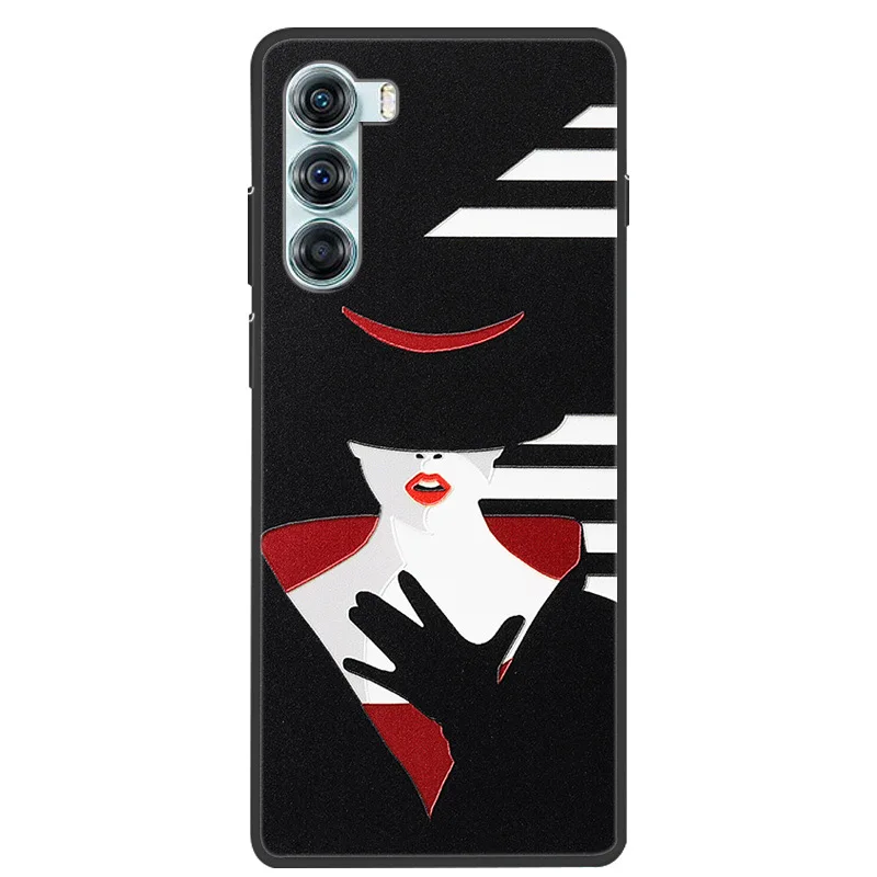 Фото 3D рельефный силиконовый чехол для Motorola Moto Edge S30 Capas Moto S30 Pro, чехлы для телефонов, мультяшный мягкий защитный черный бампер S30Pro №5
