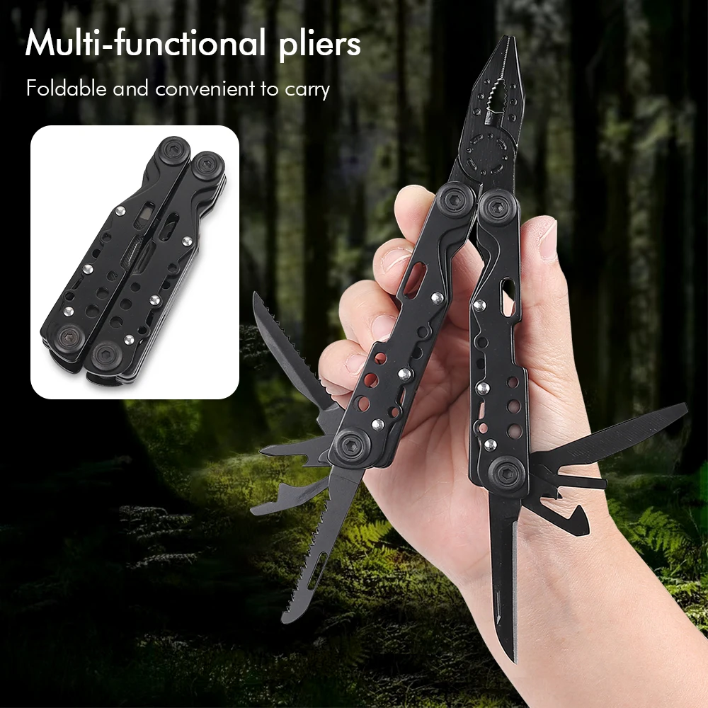 

TURWHO 12 In 1 Hand Tools EDC Outdoor Multi Tool Pliers Camping Survival Equipment Combination Multi Purpose Folding Pliers