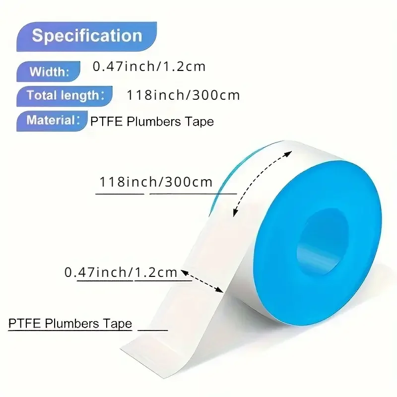 PTFE Water Pipe Tape Oil-free Sealing Tape Fitting Thread Seal Tape White Pipe Thread Seal Raw Material Tape Home Essential 6