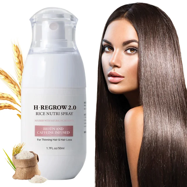 Eau de riz fermentée pour la croissance des cheveux, huile essentielle pour la repousse des cheveux, traitement du cuir chevelu, sérum anti-chute, spray densifiant pour cheveux à base de plantes 1