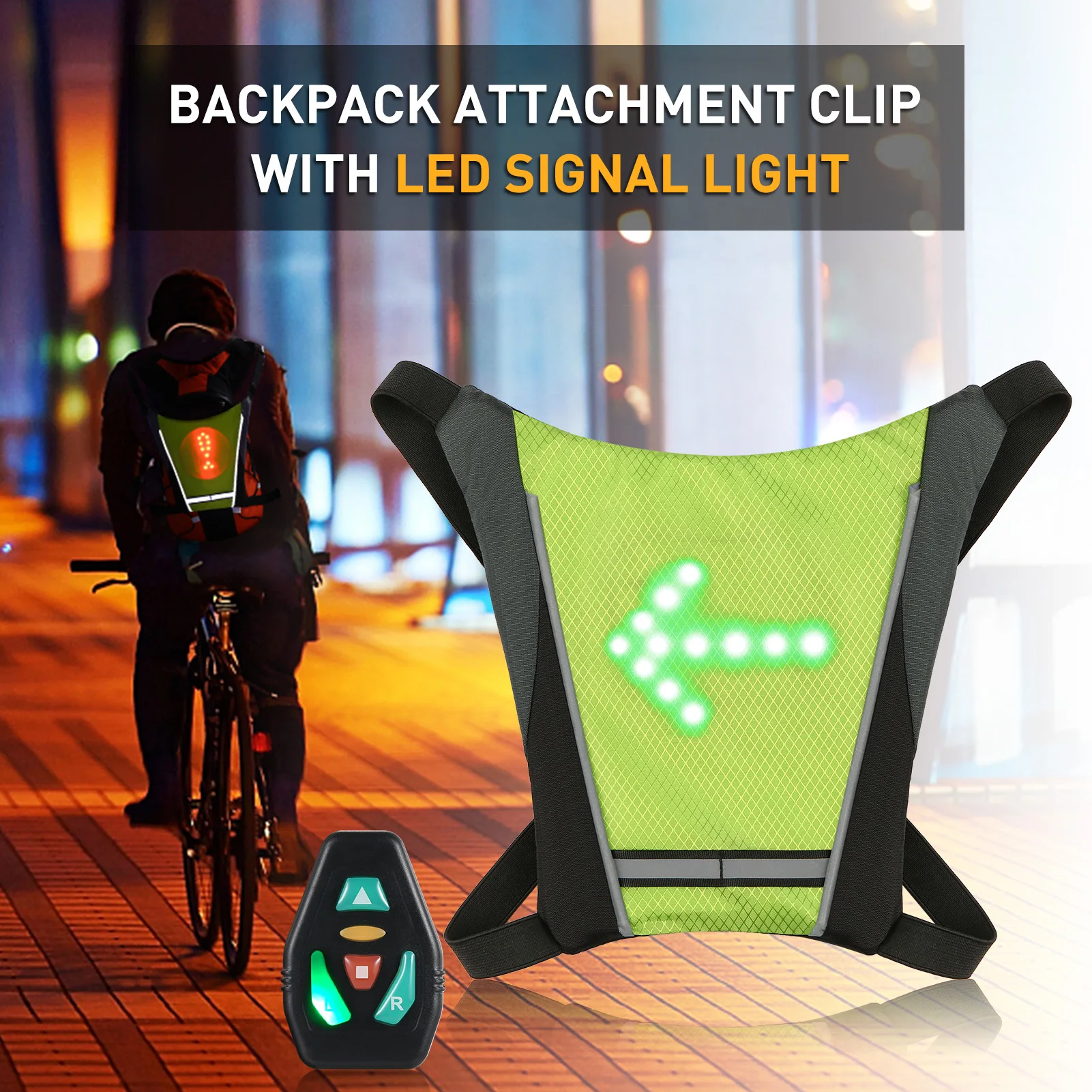 USB Rechargeable LED Turn Signal Reflective Bike Pack with Remote Control